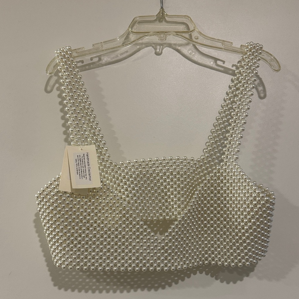 Pearl Embellished Crop Top